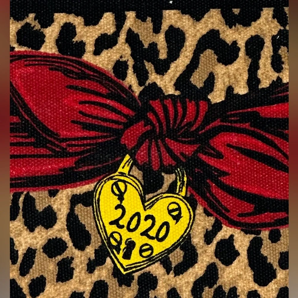 BRIGHTON Red Heart Leopard Print Canvas Clutch Pouch Cosmetic Bag‎ 2020